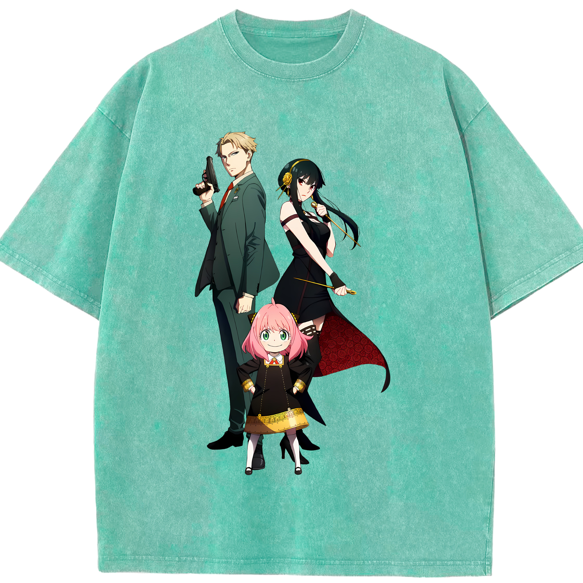 （画像用） SPY×FAMILY间谍家家酒 綿100% ヴィンテージ風 半袖Tシャツ（フロントプリント）